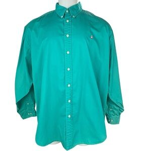 Vtg Norsport Men XXL Tall Teal Shirt Sailboat Retro Preppy Logo Embroidered (813
